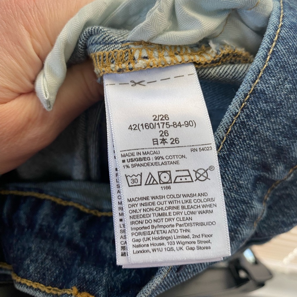 GAP Cheeky Straight High Rise Medium Wash Button-Fly Denim Distressed Jean 2/26” - Picture 12 of 13